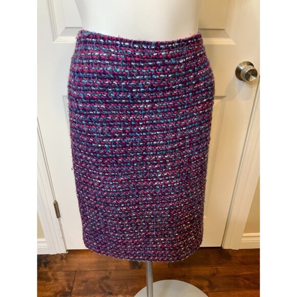 J. Crew Purple Pink Tweed Wool No. 2 Pencil Skirt, Size 8 - Picture 2 of 7